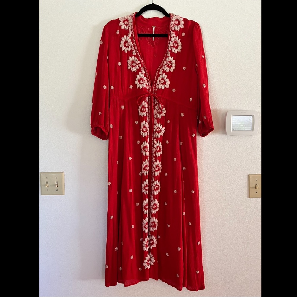 Free People Red Woven Dress sz small